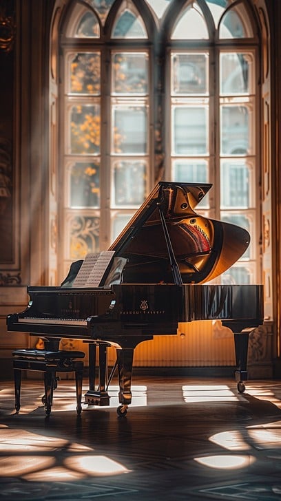 Live piano music at Finger Lakes wedding ceremony